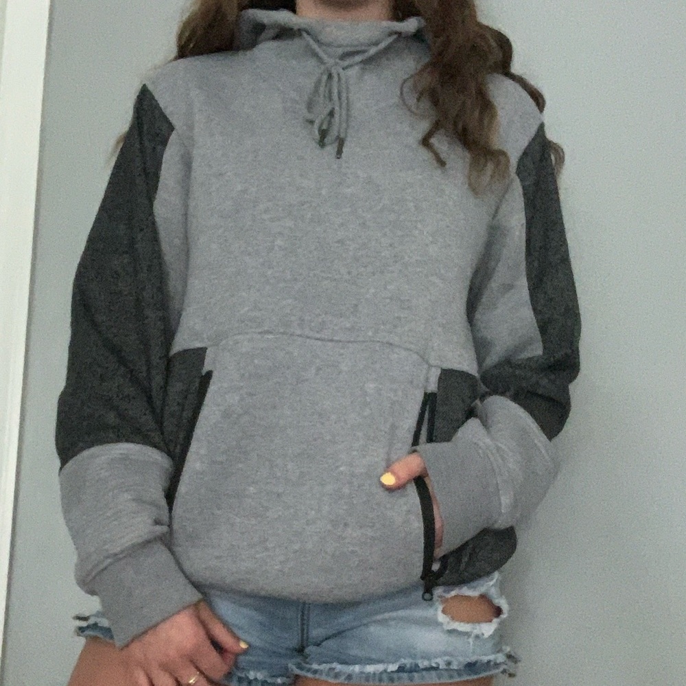 Grey (Gray) Cowl Neck Hoodie Sweatshirt